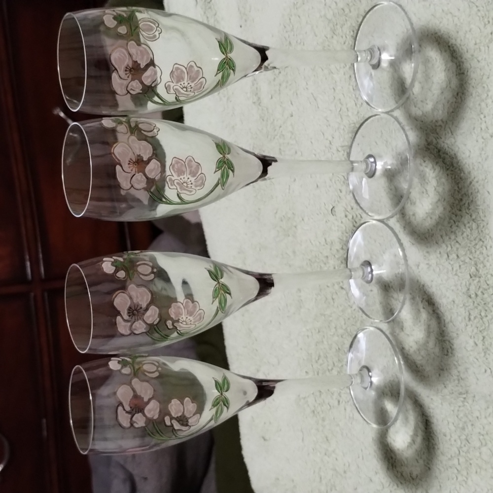 Vintage Rare Perrier Jouet Champagne Glasses - Champagne Flutes Set 4